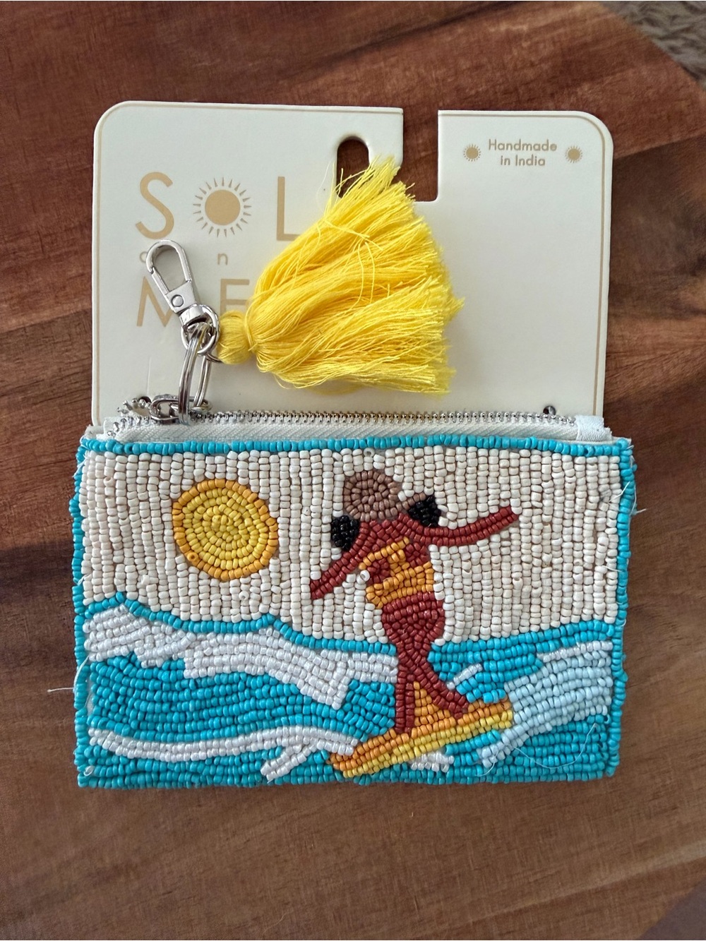 Surfer Girl Hand Beaded Small Pouch